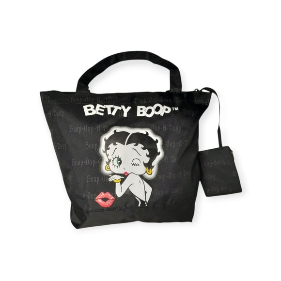 Betty Boop Handbags - Betty Boop Canvas Tote Handbag With Attached Coin Pouch " Boop-Oop-A-Doop"